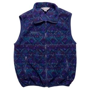 Vintage Columbia Fleece Vest Mens Medium Multicolor Full Zip USA Made 90s